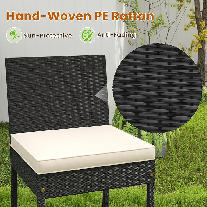 COSTWAY 5 Piece Patio Bar Set, Outdoor Rattan Wicker Bar Table and 30'' High - Image 4