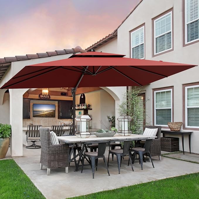 9x12FT Red Cantilever Outdoor Patio Umbrella - Image 3