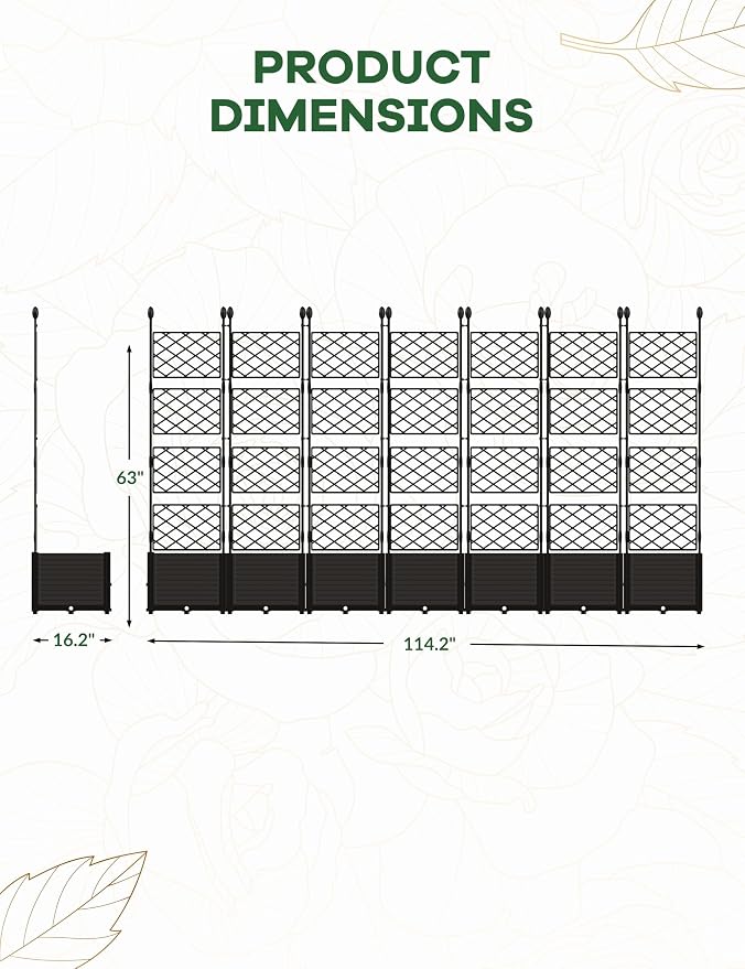 7 PCS Raised Garden Bed with Trellis, Outdoor Vertical Garden with Privacy - Image 2
