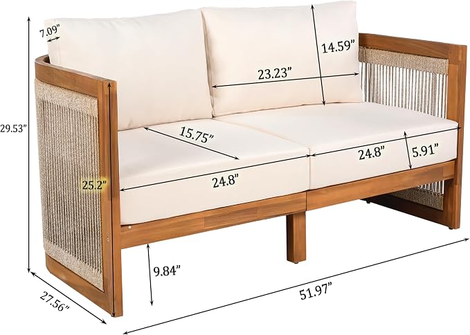 Christopher Knight Home Nesbit 4 Pieces Conversation Set, Acacia Wood Chat Set - Image 9