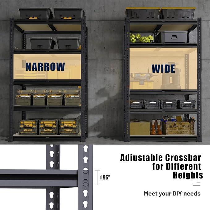 Garage Shelving, 2400 LBS Metal Storage Shelves, Adjustable Shelving Rack - Image 6