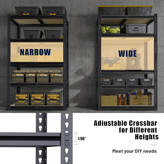 Garage Storage Shelves 72'', 2400 LBS Garage Shelving Units, Storage Shelves - Image 7