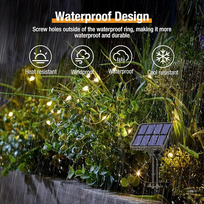 8 Pack Solar String Lights Outdoor, 640LED 264FT Waterproof 8 Modes Copper Wire - Image 3