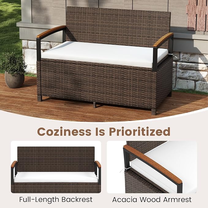 RELAX4LIFE Wicker Outdoor Storage Bench - Image 6