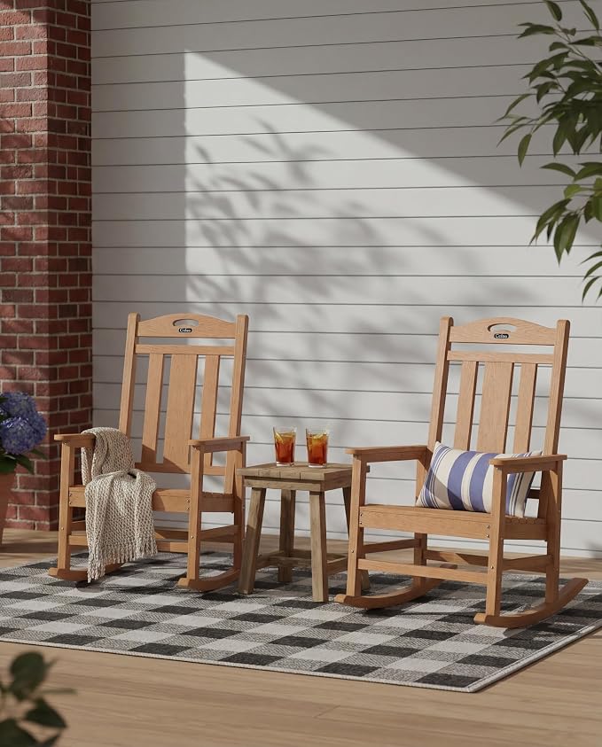 Ciokea Oversized Outdoor Rocking Chairs Set of 3, 380lbs Heavy-Duty Large Patio - Image 5
