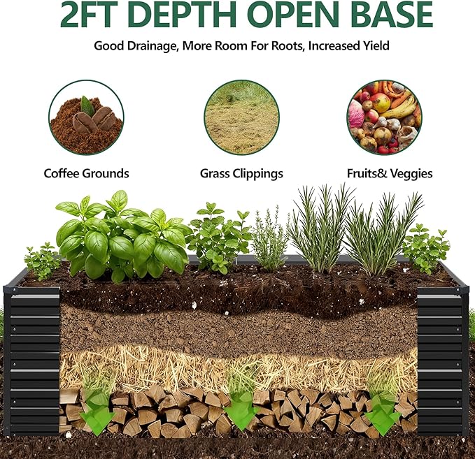 Vengarus 4x2x2FT Galvanized Raised Garden Bed Kit, Outdoor Metal Planter Box - Image 4