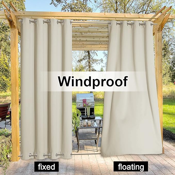 NICETOWN Outdoor Curtain for Patio Waterproof, Sun Blocking Rustproof Grommet - Image 4
