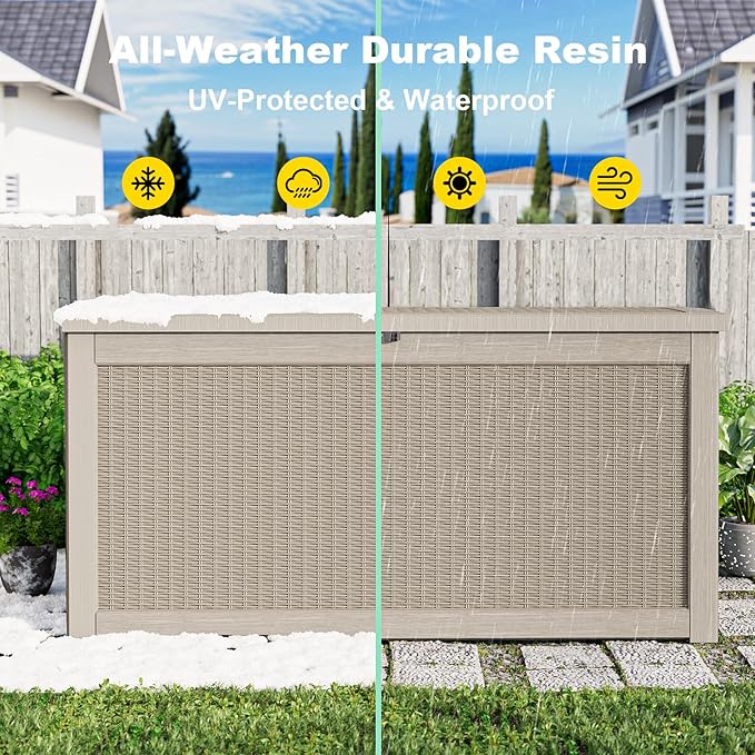 320 Gallon Outdoor Storage Box, Large Waterproof UV Resistant Deck Box - Image 7
