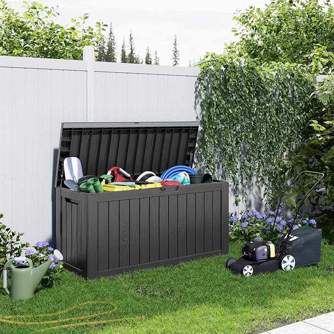 90 Gallon Resin Deck Box, Lockable Patio Outdoor Storage Box - Image 6