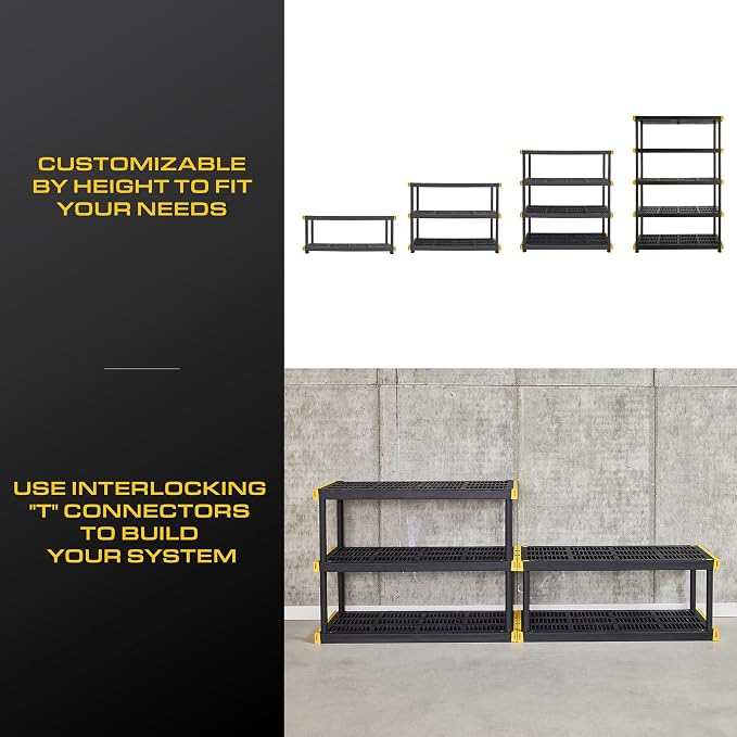 CX Black & Yellow, 5-Tier Heavy Duty Plastic Storage Shelves that Support up to - Image 7