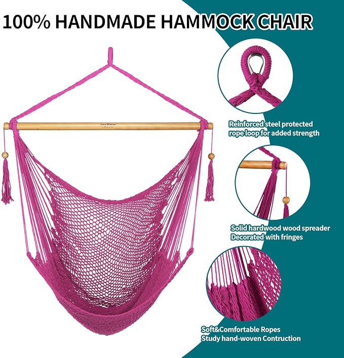 JoyView Hammock Chair with Spreader Bar Caribbean Hammock Swing Chair 300 LBS - Image 4