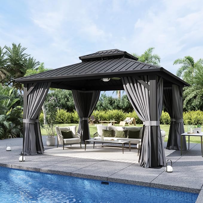 Aoxun 12'x14' Hardtop Gazebo, Aluminum Frame Canopy - Image 5