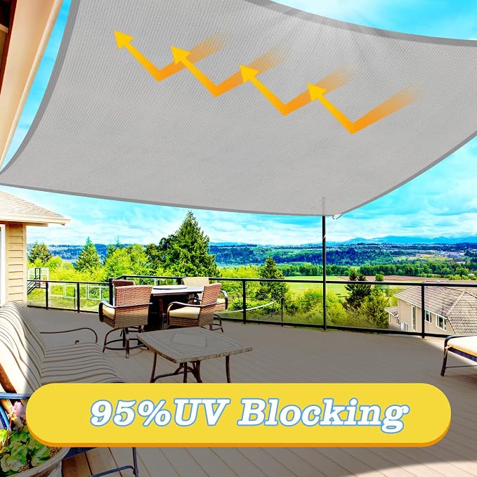 HappyTrends Sun Shade Sail, Heavy Duty UV Protection Beach Shade Canopy Wind - Image 3
