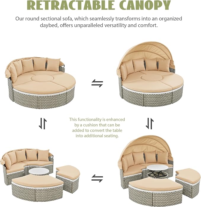 Merax All-Weather Patio Round Outdoor Sectional Sofa Set - Image 3