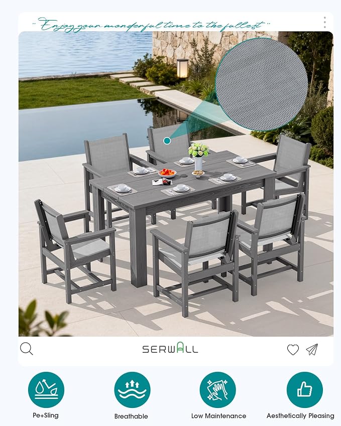 SERWALL 10 Piece Outdoor Dining Table Sets - Image 2