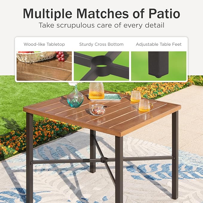 PHI VILLA 5 pcs Outdoor Bar Set, Outdoor Swivel Bar Stool - Image 6