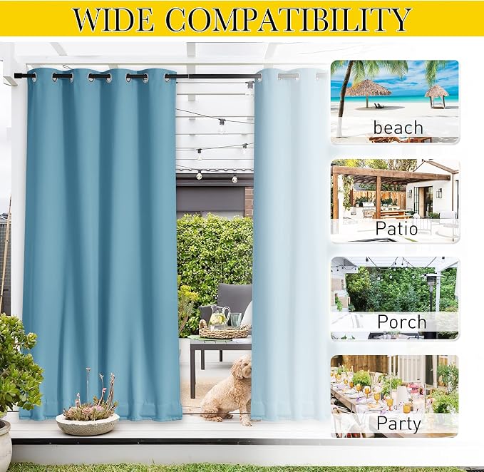NICETOWN 2 Panels Gazebo Curtains Outdoor Waterproof & Windproof, Top and - Image 6