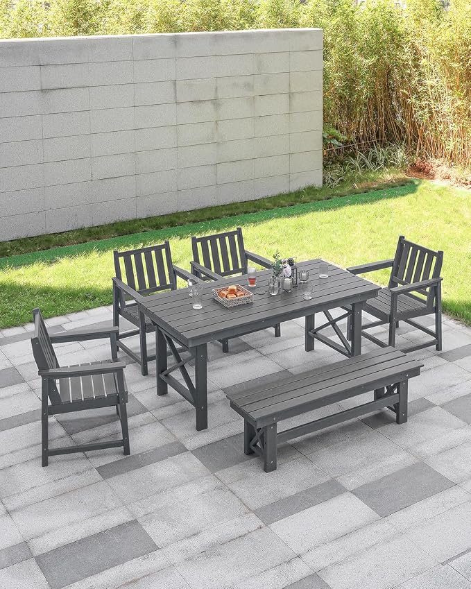 HDPE Outdoor Bench, Poly Lumber Adirondack Benches, Fade-Resistant HDPE Garden - Image 2