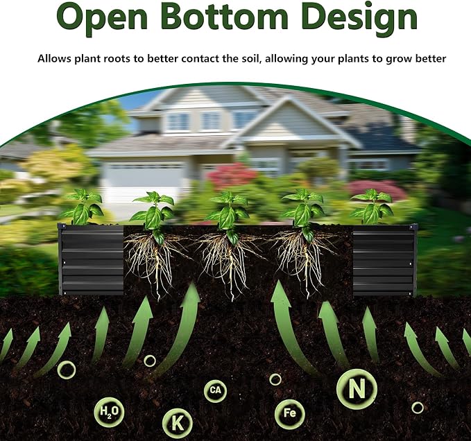 4×3×1FT Galvanized Raised Garden Bed Kit, Metal Planter Boxes, Large Raised - Image 5