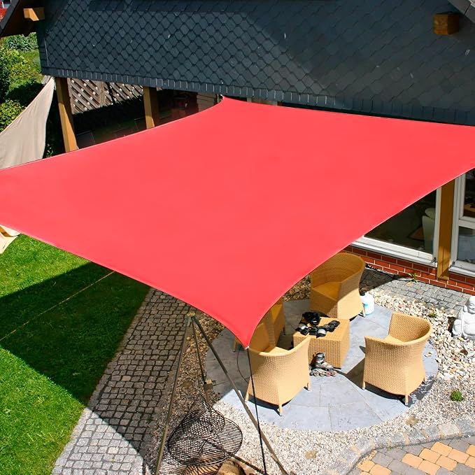 KANAGAWA Sun Shade Sail 10'x10' Scarlet Rectangle UV Block Canopy Awning by KANAGAWA