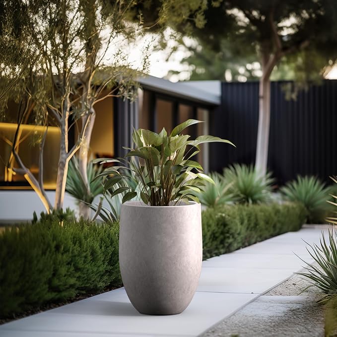 Kante Tall Concrete Planter, 21.7-Inch Height Light Gray Large Indoor Outdoor - Image 6