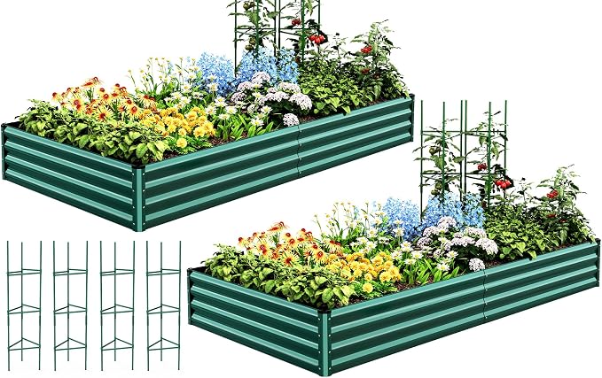 Quictent Galvanized Raised Garden Bed 8x4x1 Ft Metal Planter Box by QUICTENT