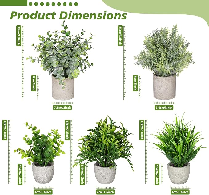 Fake Plants, Eucalyptus Greenery Plastic Fake Green Grass Plants - Image 4