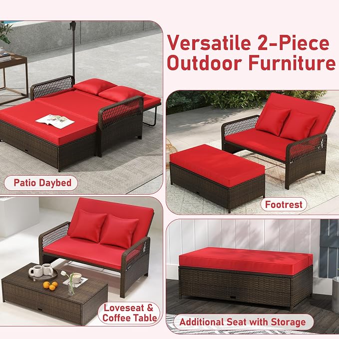 RELAX4LIFE Wicker Patio Outdoor Daybed - Image 8