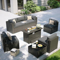 Aoxun Patio Furniture Set with Fire Pit Table, 8 Piece Outdoor Sectional Sofas by Aoxun