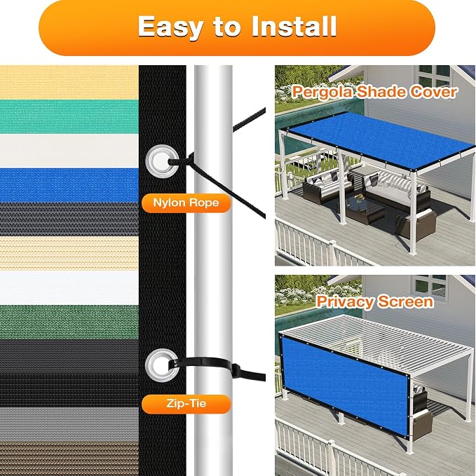 Artpuch Outdoor Pergola Shade Cover 9' X 12' Sun Shade Cloth - Image 5