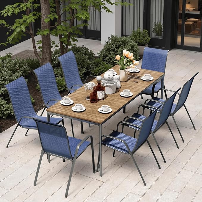 MAMIZO Patio Dining Chairs, Stackable All Weather Teslin Chair, Heavy Duty - Image 9