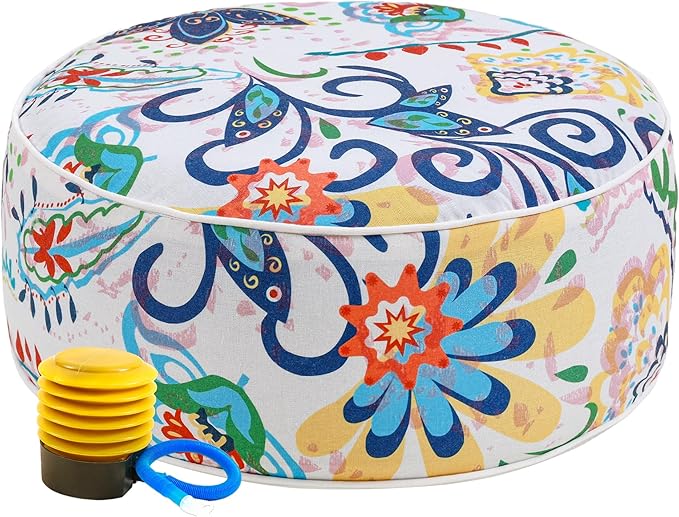 UPWELL Waterproof Inflatable Outdoor Ottoman Pouf, Portable Patio Footrest by Upwell