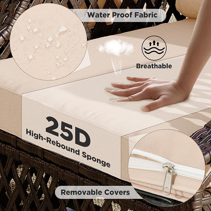 HOMREST 8 Piece Patio Furniture Set, Wicker Outdoor Conversation Set - Image 2