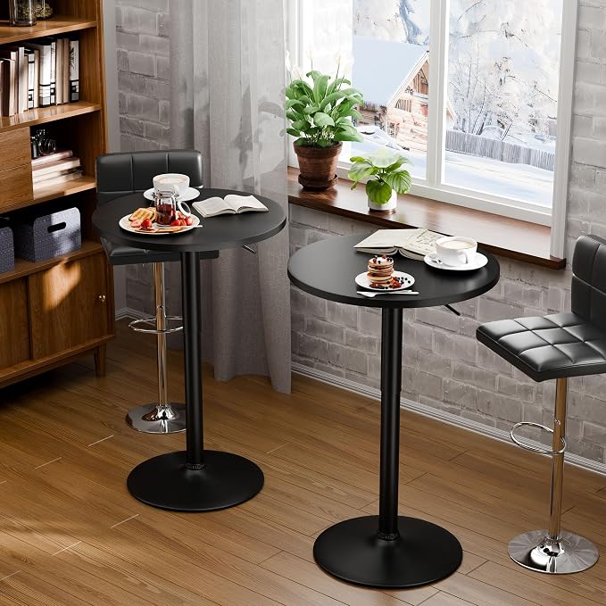 Flamaker Round Bistro Pub Table 23.6 Inch Height Adjustable 360° Swivel Bar - Image 7