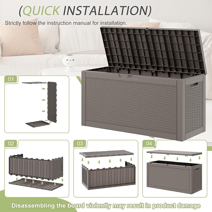Outdoor Storage Box, Resin Deck Boxes Indoor and outdoor, Waterproof Storage - Image 9