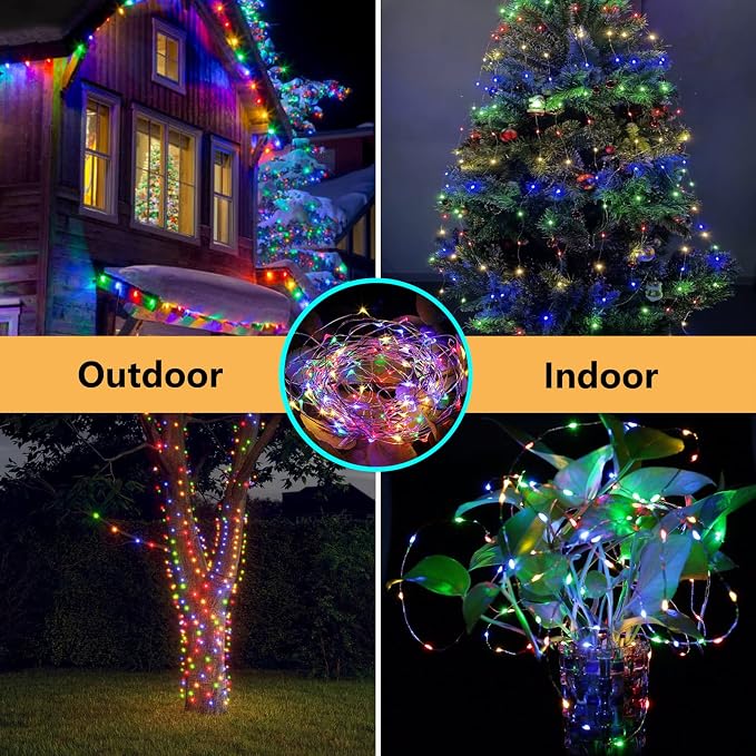 66Ft 200LED Christmas Fairy Lights Plug in, Waterproof String Lights Outdoor & - Image 3