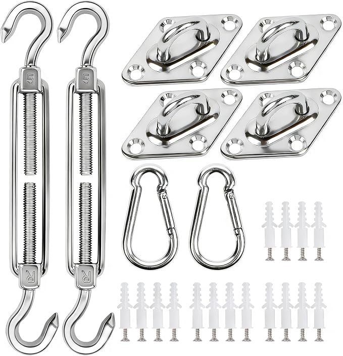 YOFIT 40 Pcs Shade Sail Hardware Kit, 5 Inch Outdoor Sun Sail Accessories by yofit