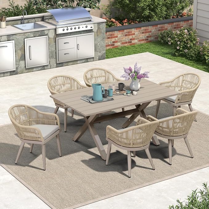 PURPLE LEAF 7 Pieces Patio Dining Set by PURPLELEAF