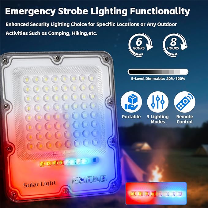 100W Solar Flood Light Outdoor Waterproof, 24000LM 6500K LED Solar Street Light - Image 5
