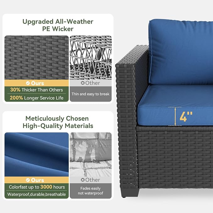 Aoxun Patio Furniture Set, 5 Piece Outdoor Sectional Sofa - Image 4