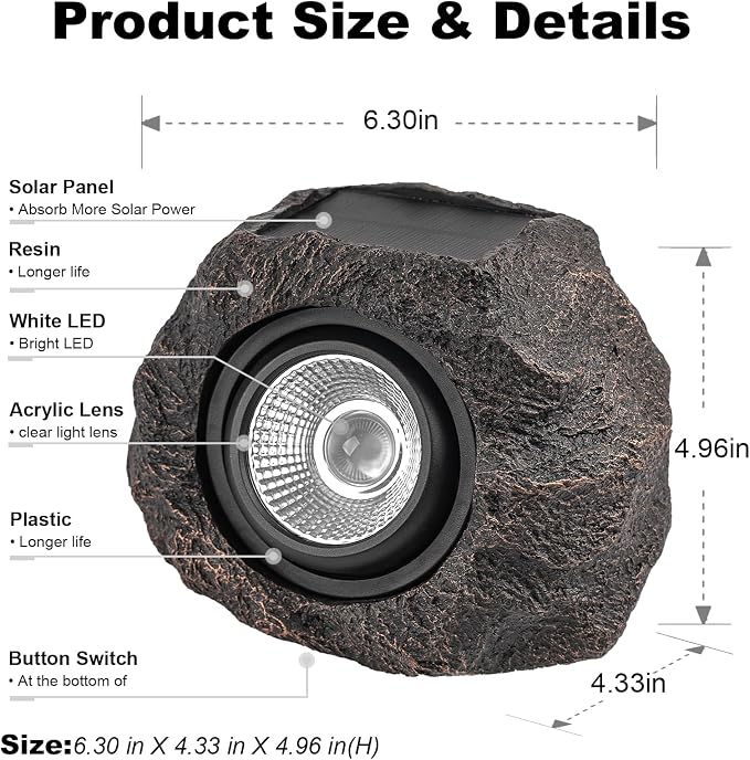 Solar Rock Lights Outdoor Garden Waterproof - Image 8