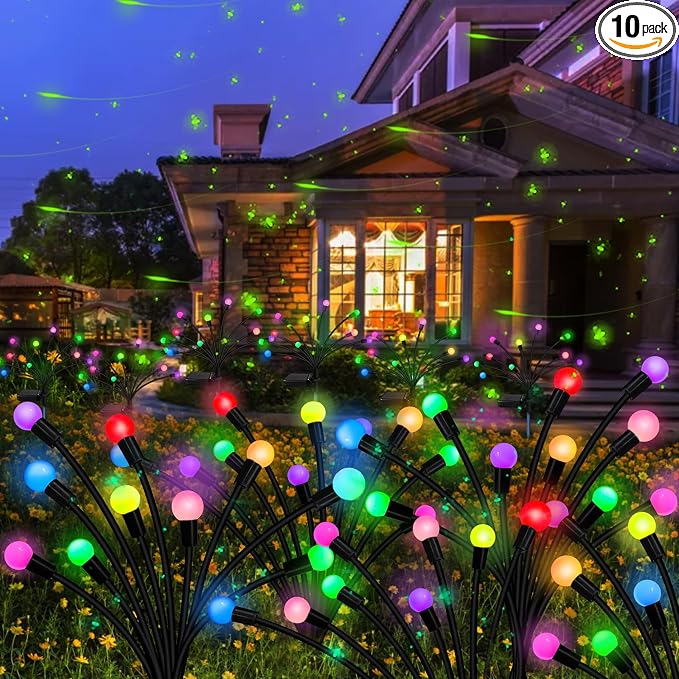 Kohlrabi Solar Garden Lights Outdoor, 10 Pack 80 LED Solar Firefly Lights by KohlrabiDecor