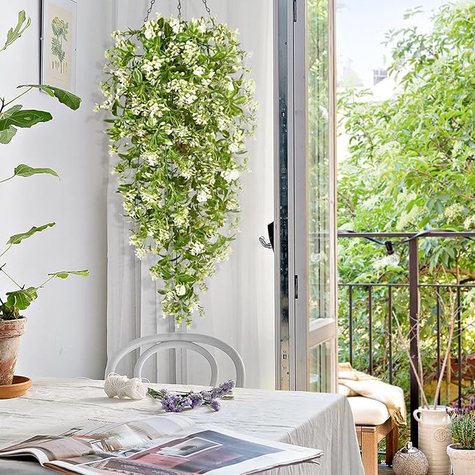 Waipfaru 4pcs Fake Hanging Plants, Artificial Hanging Flowers Faux Ivy Pothos - Image 3