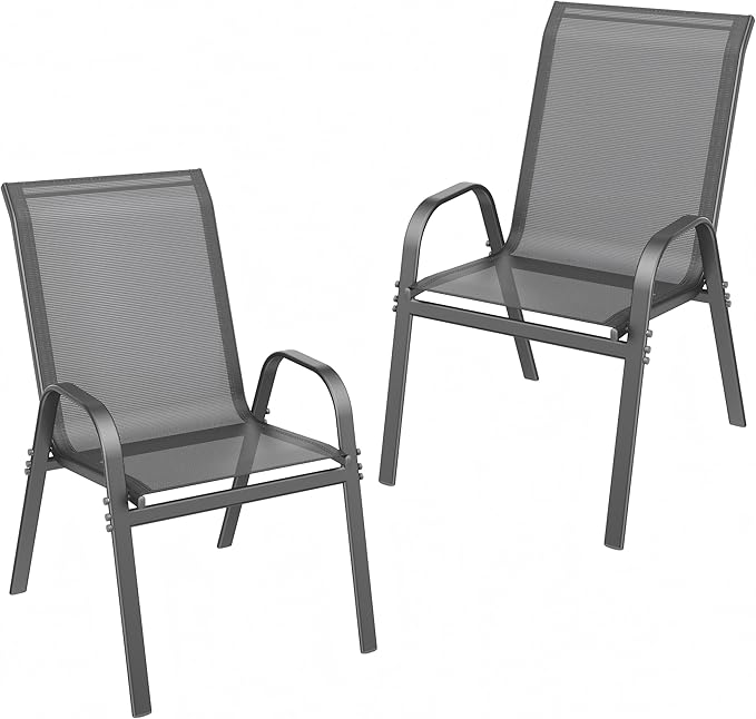 ONBRILL Patio Chairs set of 2, Easy Assembly Stackable Outdoor Dining Chairs by ONBRILL