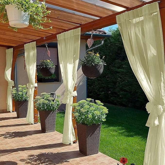 SpaceDresser Waterproof Outdoor Sheer Curtains - Image 4