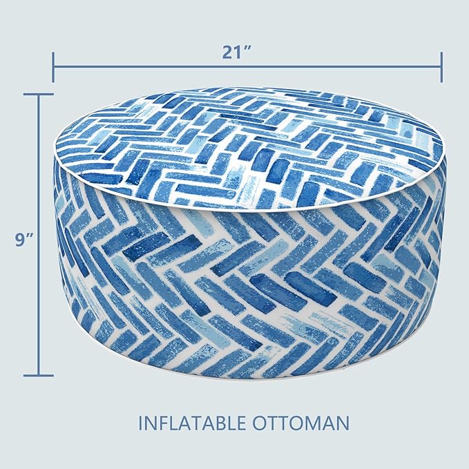 LVTXIII Indoor/Outdoor Inflatable Ottoman, All Weather Round Footrest Stool - Image 3