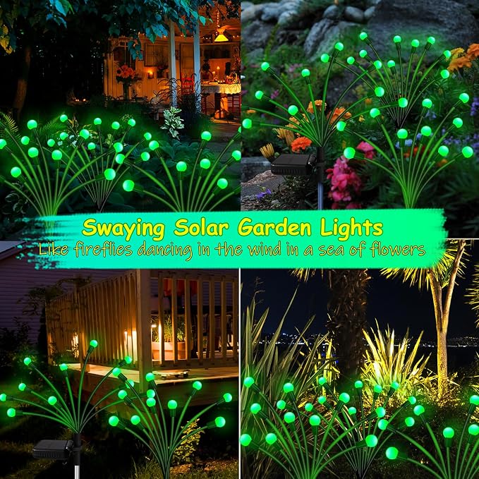 Solar St Patricks Day Lights Outdoor, 6 Pack 60 LED Solar Green Firefly Lights - Image 5