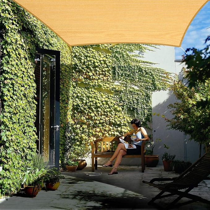 Eden's Decor Straight Flat-Edged Sun Shade Sail Rectangular 6' x 15' Wheat - Image 7