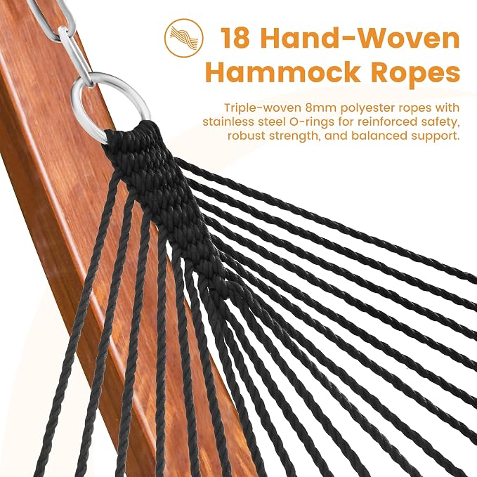 Lazy Daze Hammocks 10.5 FT Double 2 Person Caribbean Rope Hammock, Hand Woven - Image 4