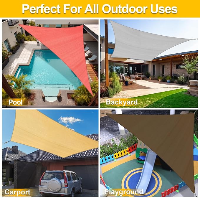 KANAGAWA Sun Shade Sail Curved 24'X24' Dark Grey Rectangle Outdoor Shade Cover - Image 4